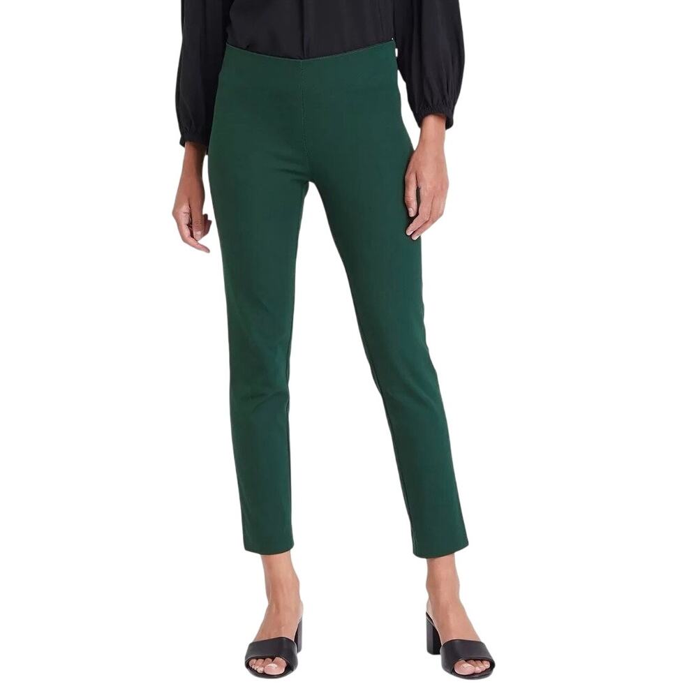 A New Day Skinny Ankle Pants Forest Green Size 6 High Rise Stretch Side Zip